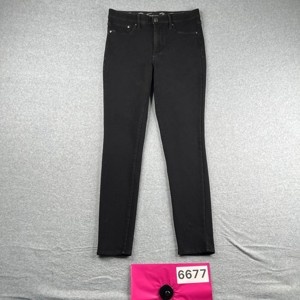 Seven 7 Brooks Knit Denim Leggings Womens Size 6 Black Stretch Casual Classic